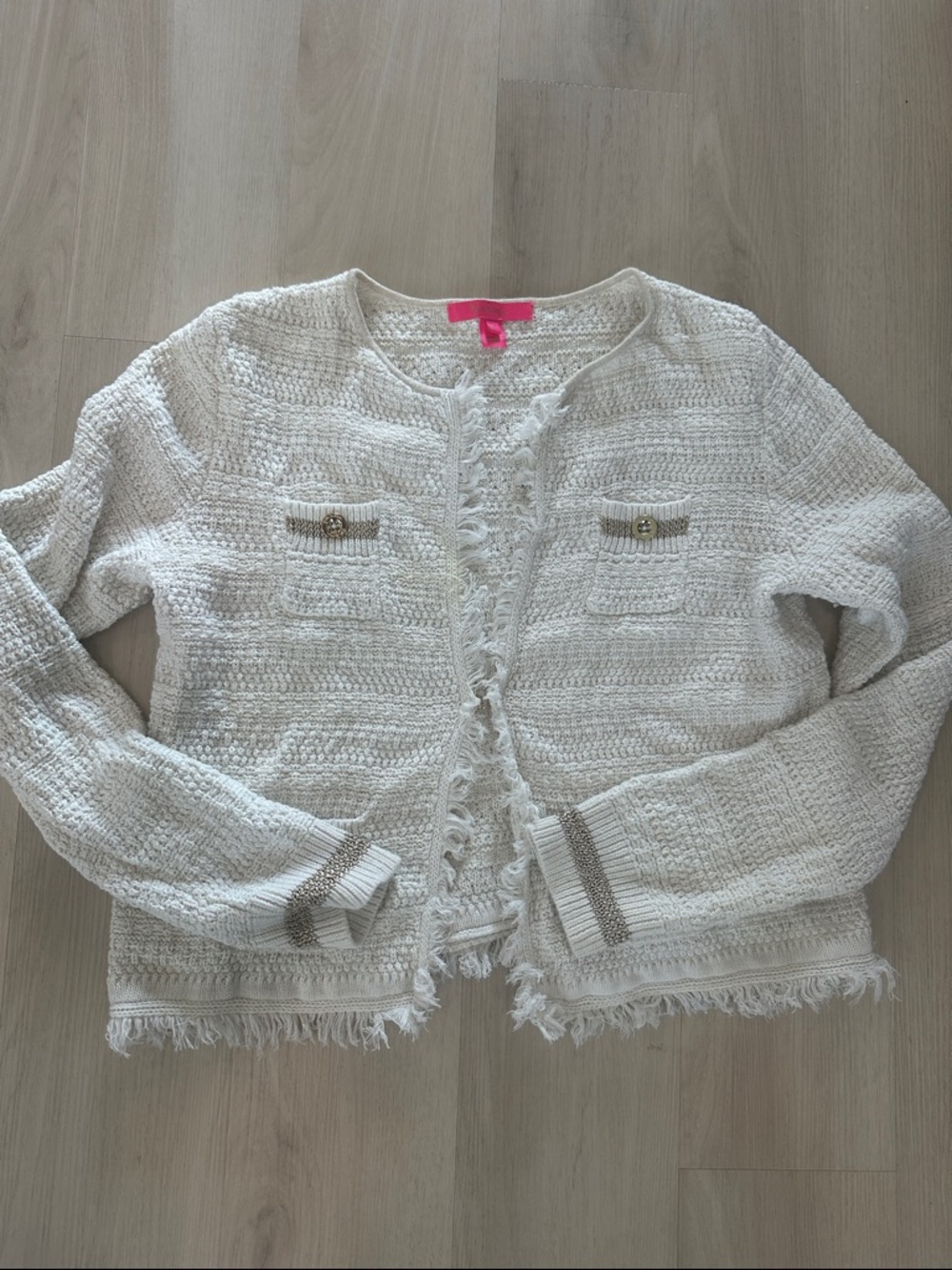 Lilly Pulitzer Beckington Cardigan in Coconut Gold Metallic